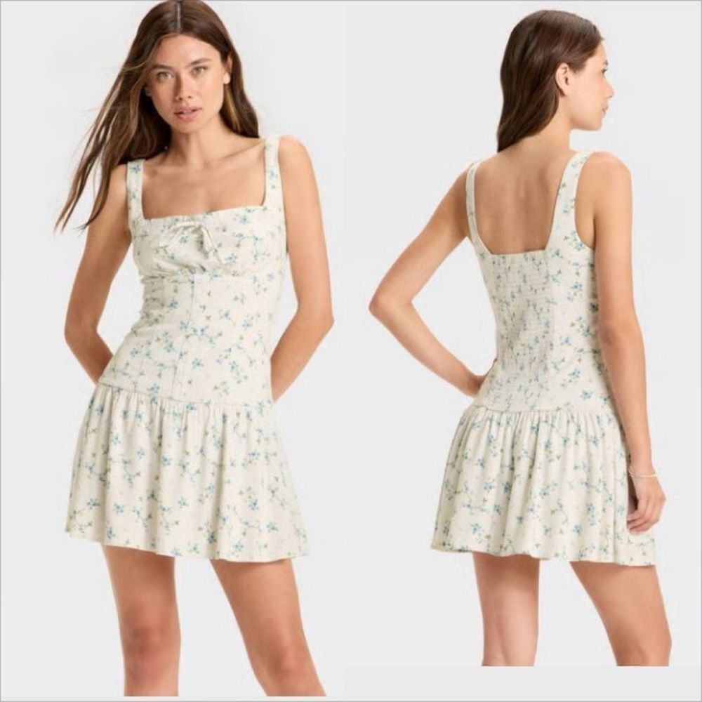 WILDFABLE Mini Babydoll MILKMAIDE White Floral Large COTTAGECORE DRESS NWT
